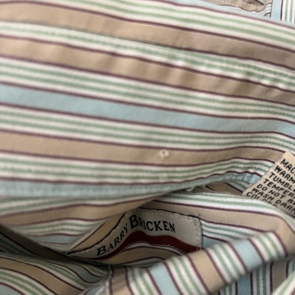 Barry Bricken Large Striped Long Sleeve Multicolor Button Up/Down Shirt. - Picture 8 of 8